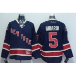 Men's New York Rangers #5 Dan Girardi Navy Blue Third 85TH Jersey