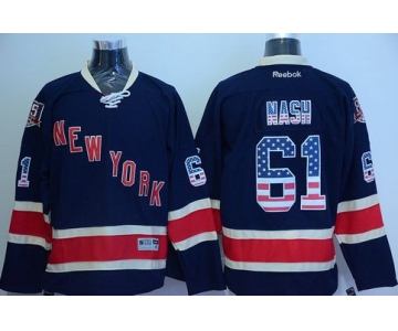 Men's New York Rangers #61 Rick Nash Navy Blue USA Flag Hockey Jersey