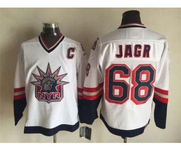 Men's New York Rangers #68 Jaromir Jagr 1996-97 White CCM Vintage Throwback Jersey