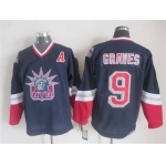 Men's New York Rangers #9 Adam Graves Navy Blue CCM Vintage Throwback Jersey