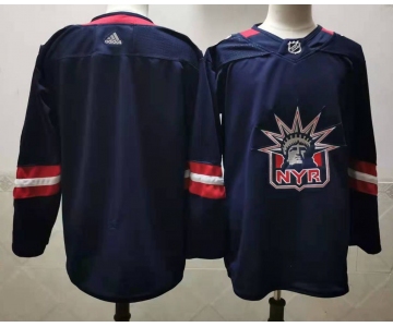 Men's New York Rangers Blank Navy Blue Adidas 2020-21 Stitched NHL Jersey