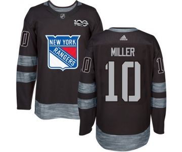 Men's York Rangers #10 J.T. Miller Black 1917-2017 100th Anniversary Stitched NHL Jersey