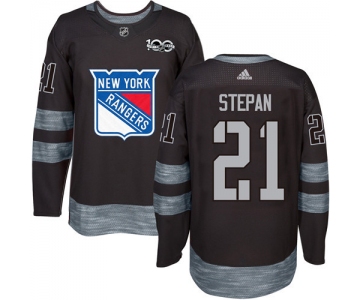 Men's York Rangers #21 Derek Stepan Black 1917-2017 100th Anniversary Stitched NHL Jersey