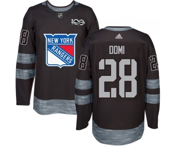 Men's York Rangers #28 Tie Domi Black 1917-2017 100th Anniversary Stitched NHL Jersey