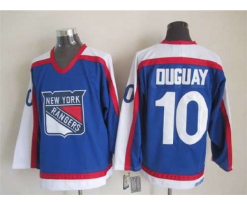 New York Rangers #10 Ron Duguay Light Blue With White CCM Vintage Throwback Jersey
