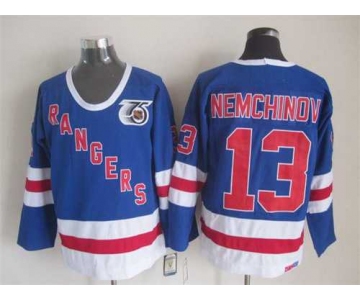 New York Rangers #13 Sergei Nemchinov Light Blue 75TH CCM Vintage Throwback Jersey