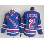 New York Rangers #2 Brian Leetch 1993 Light Blue Throwback CCM Jersey
