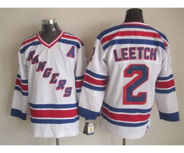 New York Rangers #2 Brian Leetch 1993 White Throwback CCM Jersey