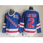 New York Rangers #2 Brian Leetch Light Blue 75TH Throwback CCM Jersey