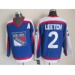 New York Rangers #2 Brian Leetch Light Blue With White Throwback CCM Jersey