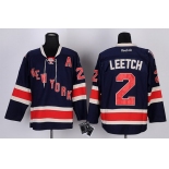 New York Rangers #2 Brian Leetch Navy Blue Third 85TH Jersey