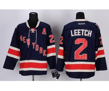 New York Rangers #2 Brian Leetch Navy Blue Third 85TH Jersey