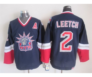 New York Rangers #2 Brian Leetch Navy Blue Throwback CCM Jersey