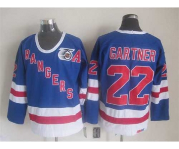 New York Rangers #22 Mike Gartner Light Blue 75TH CCM Vintage Throwback Jersey