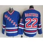 New York Rangers #22 Mike Gartner Light Blue CCM Vintage Throwback Jersey