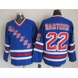 New York Rangers #22 Mike Gartner Light Blue CCM Vintage Throwback Jersey