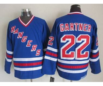 New York Rangers #22 Mike Gartner Light Blue CCM Vintage Throwback Jersey