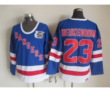 New York Rangers #23 Jeff Beukeboom Light Blue 75TH Throwback CCM Jersey