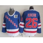 New York Rangers #26 Joey Kocur Light Blue 75TH CCM Vintage Throwback Jersey