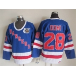 New York Rangers #28 Tie Domi Light Blue 75TH Throwback CCM Jersey