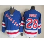 New York Rangers #28 Tie Domi Light Blue Throwback CCM Jersey