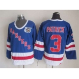New York Rangers #3 James Patrick Light Blue 75TH CCM Vintage Throwback Jersey