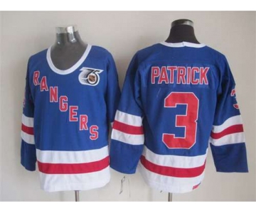 New York Rangers #3 James Patrick Light Blue 75TH CCM Vintage Throwback Jersey