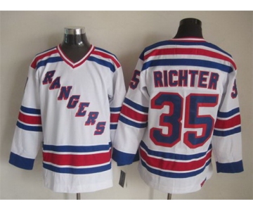 New York Rangers #35 Mike Richter 1993 White Throwback CCM Jersey