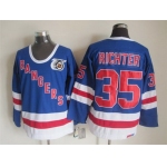 New York Rangers #35 Mike Richter Light Blue 75TH Throwback CCM Jersey