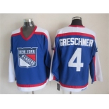 New York Rangers #4 Ron Greschner Light Blue With White Throwback CCM Jersey