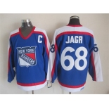 New York Rangers #68 Jaromir Jagr Light Blue With White Throwback CCM Jersey