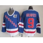 New York Rangers #9 Adam Graves Light Blue 75TH CCM Vintage Throwback Jersey