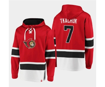 Men's Ottawa Senators #7 Brady Tkachuk Red Ageless Must-Have Lace-Up Pullover Hoodie