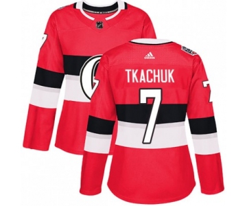 Women's Authentic Ottawa Senators #7 Brady Tkachuk Adidas 2017 100 Red Classic Jersey