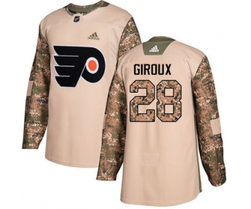 Adidas Flyers #28 Claude Giroux Camo Authentic 2017 Veterans Day Stitched NHL Jersey