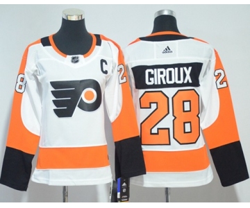 Adidas Flyers #28 Claude Giroux White Road Authentic Women's Stitched NHL Jersey