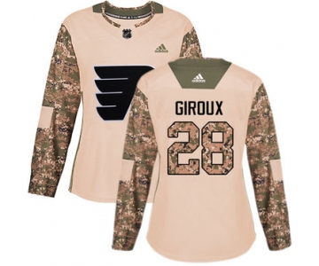 Adidas Philadelphia Flyers #28 Claude Giroux Camo Authentic 2017 Veterans Day Women's Stitched NHL Jersey