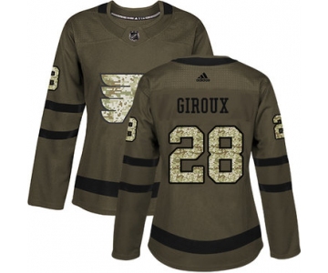 Adidas Philadelphia Flyers #28 Claude Giroux Green Salute to Service Women's Stitched NHL Jersey