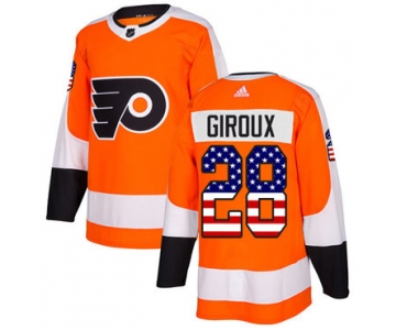 Adidas Philadelphia Flyers #28 Claude Giroux Orange Home Authentic USA Flag Stitched Youth NHL Jersey