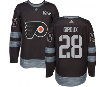 Flyers #28 Claude Giroux Black 1917-2017 100th Anniversary Stitched NHL Jersey