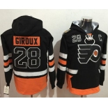 Flyers #28 Claude Giroux Black Name & Number Pullover NHL Hoodie