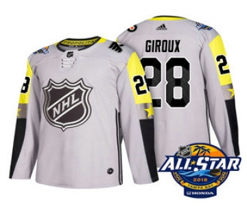 Men's Philadelphia Flyers #28 Claude Giroux Grey 2018 NHL All-Star Stitched Ice Hockey Jersey