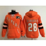 Old Time Hockey Philadelphia Flyers #28 Claude Giroux Orange Womens Hoodie