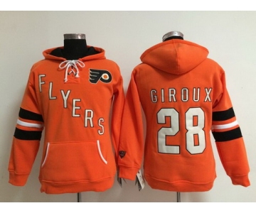 Old Time Hockey Philadelphia Flyers #28 Claude Giroux Orange Womens Hoodie