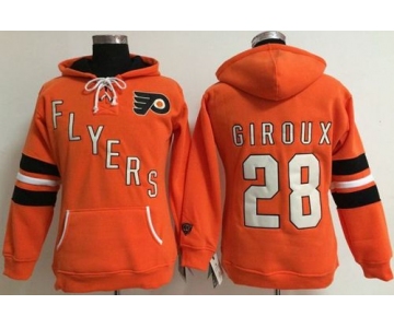 Philadelphia Flyers #28 Claude Giroux Orange Women's Old Time Heidi NHL Hoodie