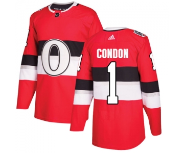 Adidas Senators #1 Mike Condon Red Authentic 2017 100 Classic Stitched NHL Jersey