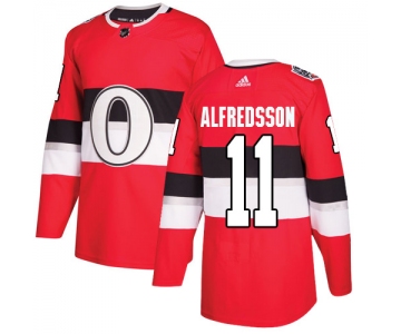 Adidas Senators #11 Daniel Alfredsson Red Authentic 2017 100 Classic Stitched NHL Jersey