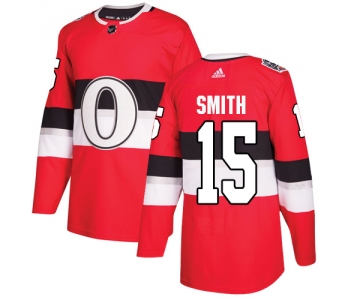 Adidas Senators #15 Zack Smith Red Authentic 2017 100 Classic Stitched NHL Jersey