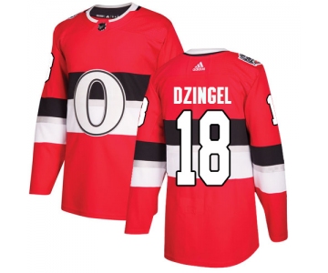 Adidas Senators #18 Ryan Dzingel Red Authentic 2017 100 Classic Stitched NHL Jersey