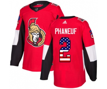 Adidas Senators #2 Dion Phaneuf Red Home Authentic USA Flag Stitched NHL Jersey